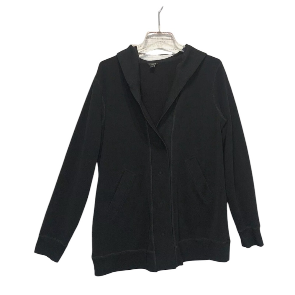 Ann Taylor Jersey Knit Hooded Cardigan Style Jacket Size XS/S Button Front